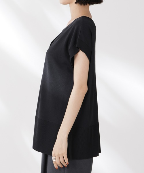 多機能強撚前後2wayフレンチスリーブニット