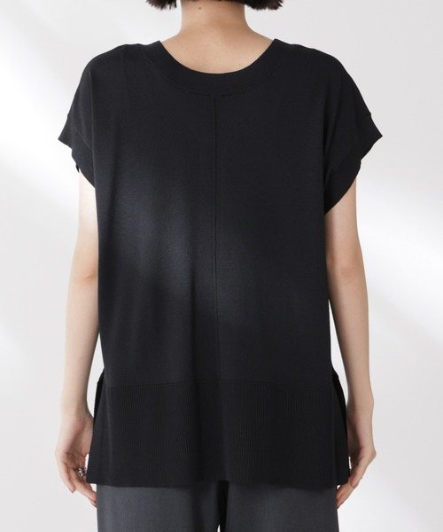 多機能強撚前後2wayフレンチスリーブニット