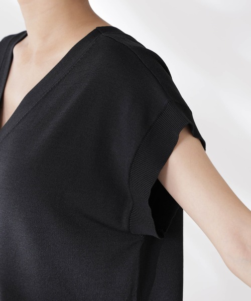 多機能強撚前後2wayフレンチスリーブニット