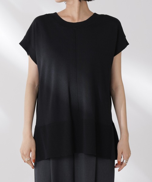 多機能強撚前後2wayフレンチスリーブニット