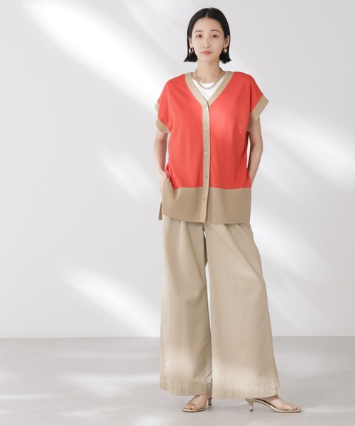 NANO universe(ナノユニバース)の「多機能強撚前後2wayフレンチスリーブニット(ニット/セーター・レディース・ブラック/ホワイト/レッド・FREE)」の18枚目の写真