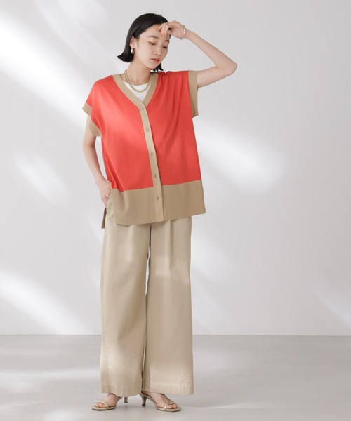 NANO universe(ナノユニバース)の「多機能強撚前後2wayフレンチスリーブニット(ニット/セーター・レディース・ブラック/ホワイト/レッド・FREE)」の19枚目の写真