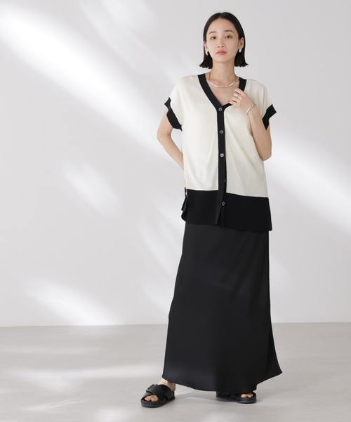 NANO universe(ナノユニバース)の「多機能強撚前後2wayフレンチスリーブニット(ニット/セーター・レディース・ブラック/ホワイト/レッド・FREE)」の9枚目の写真