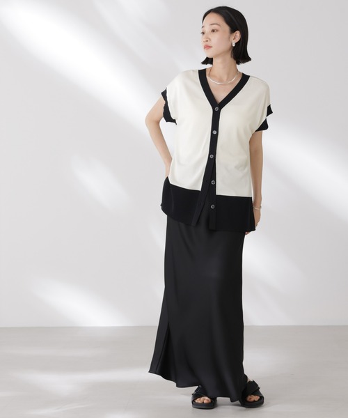 NANO universe(ナノユニバース)の「多機能強撚前後2wayフレンチスリーブニット(ニット/セーター・レディース・ブラック/ホワイト/レッド・FREE)」の12枚目の写真