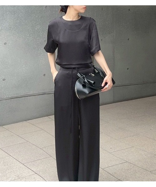 LE CIEL BLEU(ルシェルブルー)の「サテンレイヤードトップ / Satin Layered Top(シャツ/ブラウス・レディース・ホワイト/ブラック・38/36)」の2枚目の写真