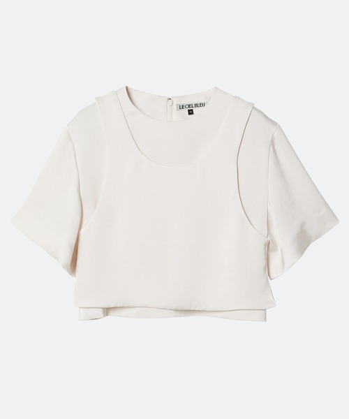 LE CIEL BLEU(ルシェルブルー)の「サテンレイヤードトップ / Satin Layered Top(シャツ/ブラウス・レディース・ホワイト/ブラック・38/36)」の8枚目の写真