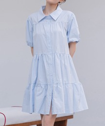 DAY CLOSET | レディース 2WAY半袖ティアードチュニックシャツワンピース(シャツワンピース)