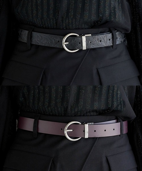 HARE(ハレ)の「フラワーガラリバーシブルベルト(HARE)(ベルト・レディース・ブラック×ブルー/ブラック/ブラウン・FREE)」の3枚目の写真