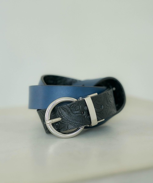 HARE(ハレ)の「フラワーガラリバーシブルベルト(HARE)(ベルト・レディース・ブラック×ブルー/ブラック/ブラウン・FREE)」の5枚目の写真