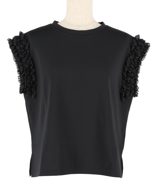 セール】肩フリルノースリーブTシャツ（Tシャツ/カットソー）｜coca