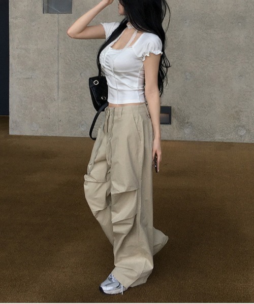 gossip!ロサンゼルス(ゴシップロサンゼルス)の「Y2K レースタイセット ロマンティックトップス(Tシャツ/カットソー・レディース・グレー/ホワイト・FREE)」の8枚目の写真