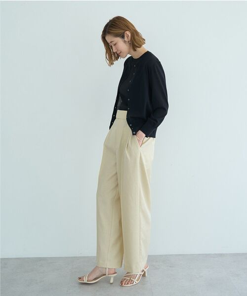 YECCA VECCA（イェッカヴェッカ）の「リネンライクシャイニーツイルパンツ（その他パンツ・レディース・ブラック/ライトベージュ/グレイッシュベージュ・S/M）」の6枚目の写真