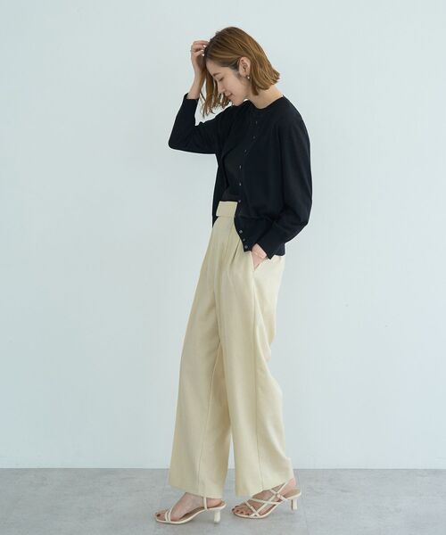 YECCA VECCA（イェッカヴェッカ）の「リネンライクシャイニーツイルパンツ（その他パンツ・レディース・ブラック/ライトベージュ/グレイッシュベージュ・S/M）」の7枚目の写真