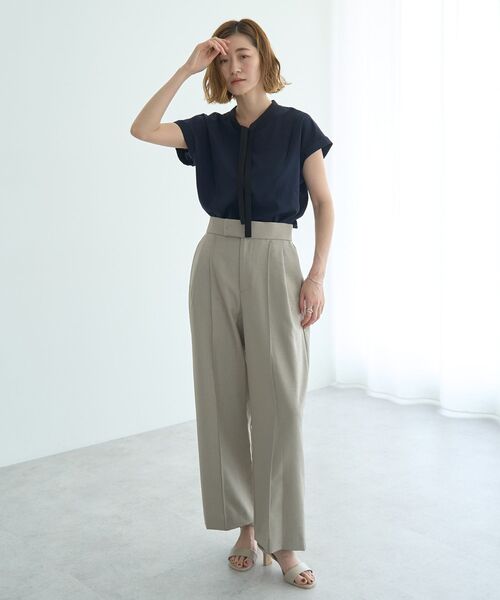 YECCA VECCA（イェッカヴェッカ）の「リネンライクシャイニーツイルパンツ（その他パンツ・レディース・ブラック/ライトベージュ/グレイッシュベージュ・S/M）」の9枚目の写真