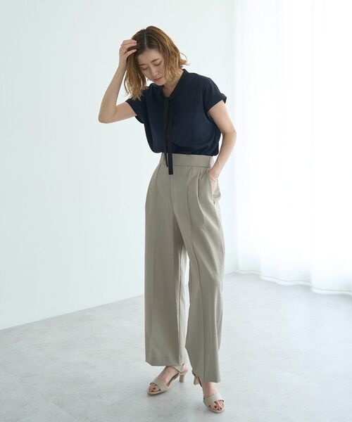 YECCA VECCA（イェッカヴェッカ）の「リネンライクシャイニーツイルパンツ（その他パンツ・レディース・ブラック/ライトベージュ/グレイッシュベージュ・S/M）」の10枚目の写真