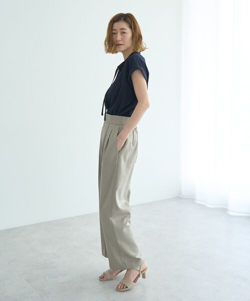 YECCA VECCA（イェッカヴェッカ）の「リネンライクシャイニーツイルパンツ（その他パンツ・レディース・ブラック/ライトベージュ/グレイッシュベージュ・S/M）」の11枚目の写真