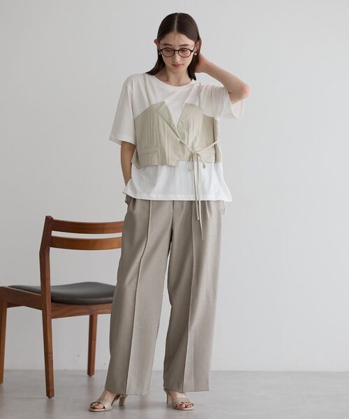 YECCA VECCA（イェッカヴェッカ）の「リネンライクシャイニーツイルパンツ（その他パンツ・レディース・ブラック/ライトベージュ/グレイッシュベージュ・S/M）」の21枚目の写真