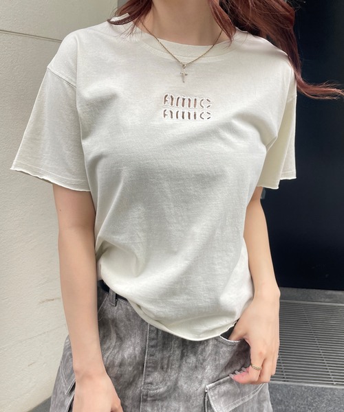 ROGER AND RAW(ロジャーアンドロウ)の「ヴィンテージ加工 ピグメント 刺繍Tシャツ(Tシャツ/カットソー・レディース・スミクロ/グレー/ホワイト/ブルー・FREE)」の10枚目の写真
