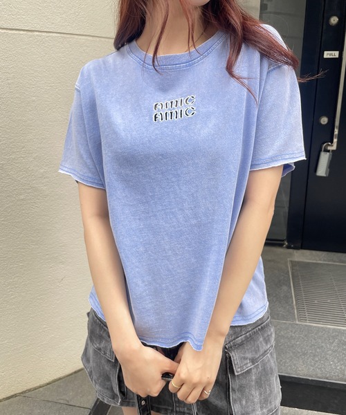 セール】ヴィンテージ加工 ピグメント 刺繍Tシャツ（Tシャツ