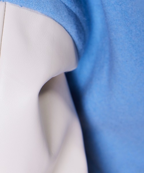 DOUBLE STANDARD CLOTHING（ダブルスタンダードクロージング）の「ウールメルトン ロゴスタジャン（ブルゾン・レディース・ブルー/ブラウン・38/36）」の4枚目の写真