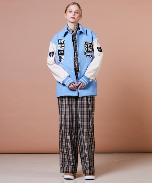 DOUBLE STANDARD CLOTHING（ダブルスタンダードクロージング）の「ウールメルトン ロゴスタジャン（ブルゾン・レディース・ブルー/ブラウン・38/36）」の6枚目の写真