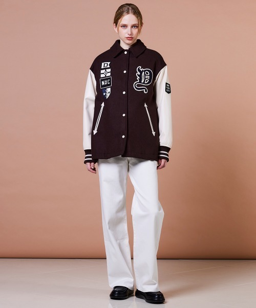 セール】ウールメルトン ロゴスタジャン（ブルゾン）｜DOUBLE STANDARD