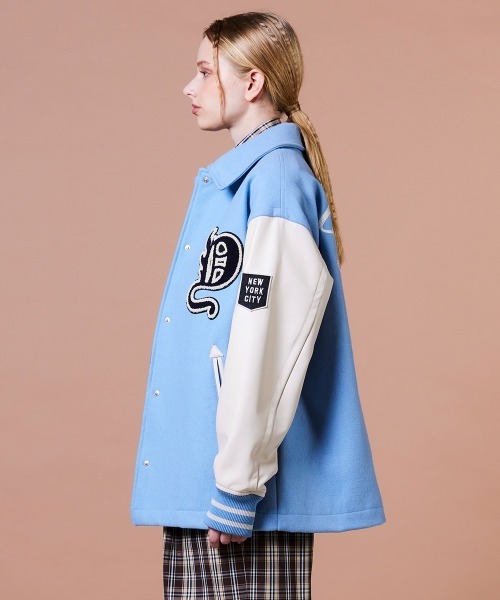 DOUBLE STANDARD CLOTHING（ダブルスタンダードクロージング）の「ウールメルトン ロゴスタジャン（ブルゾン・レディース・ブルー/ブラウン・38/36）」の10枚目の写真