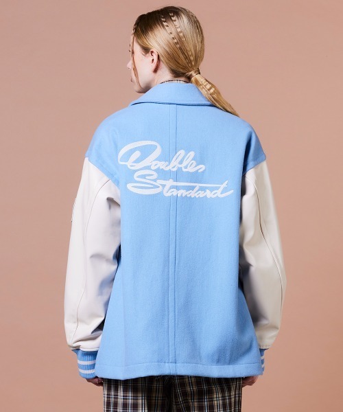 DOUBLE STANDARD CLOTHING（ダブルスタンダードクロージング）の「ウールメルトン ロゴスタジャン（ブルゾン・レディース・ブルー/ブラウン・38/36）」の11枚目の写真