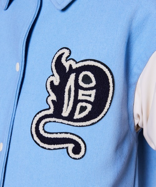 DOUBLE STANDARD CLOTHING（ダブルスタンダードクロージング）の「ウールメルトン ロゴスタジャン（ブルゾン・レディース・ブルー/ブラウン・38/36）」の13枚目の写真