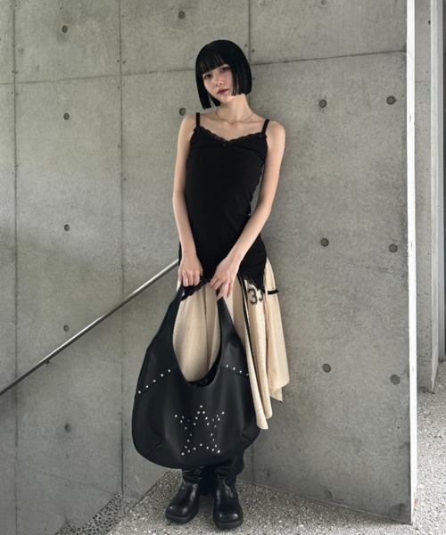 SETUPEXE（セットアップイーエックスイー）の「LACE UP DOWN SLEEVELESS（キャミソール・レディース・ブラック/ホワイト・フリー）」の8枚目の写真