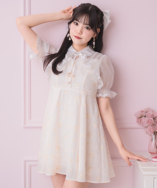 ROJITA ワンピース ロジータ ROJITA シアースリーブツイードワンピース （ホワイト