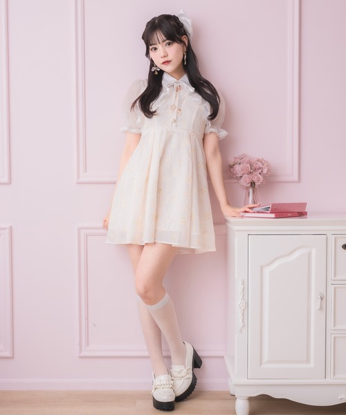 ROJITA シアーボレロ風ワンピース 花柄ピンク ロジータ ROJITA シアーボレロ風フラワーワンピース （ピンク