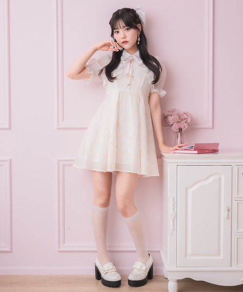 ROJITA シアーボレロ風ワンピース 花柄ピンク ロジータ ROJITA シアーボレロ風フラワーワンピース （ピンク