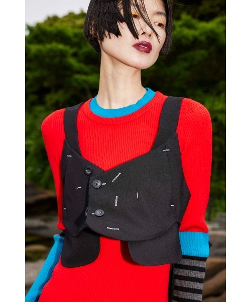 【OMMO】POINT BORDER BLOCKING KT(BLACK) POINT BORDER BLOCKING KT（ニット/セーター）｜OMMO（オーエム