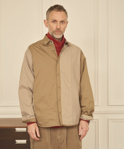 Kelen(ケレン)の「「KELEN MENS / ケレン メンズ」STRIPE BORDER CRAZY SHIRT(シャツ/ブラウス・メンズ・ブラック/ベージュ・40/38/42)」の2枚目の写真