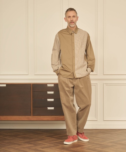 Kelen(ケレン)の「「KELEN MENS / ケレン メンズ」STRIPE BORDER CRAZY SHIRT(シャツ/ブラウス・メンズ・ブラック/ベージュ・40/38/42)」の3枚目の写真