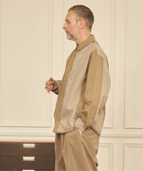 Kelen(ケレン)の「「KELEN MENS / ケレン メンズ」STRIPE BORDER CRAZY SHIRT(シャツ/ブラウス・メンズ・ブラック/ベージュ・40/38/42)」の4枚目の写真
