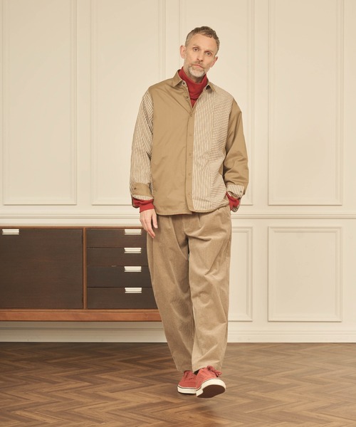 Kelen(ケレン)の「「KELEN MENS / ケレン メンズ」STRIPE BORDER CRAZY SHIRT(シャツ/ブラウス・メンズ・ブラック/ベージュ・40/38/42)」の6枚目の写真