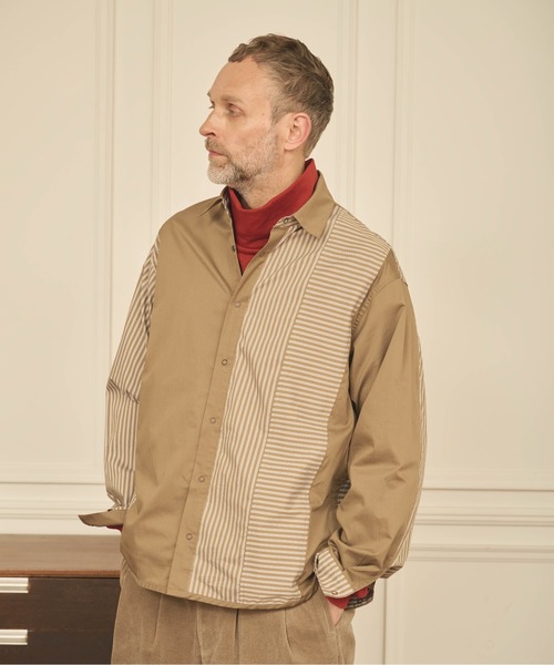 Kelen(ケレン)の「「KELEN MENS / ケレン メンズ」STRIPE BORDER CRAZY SHIRT(シャツ/ブラウス・メンズ・ブラック/ベージュ・40/38/42)」の7枚目の写真