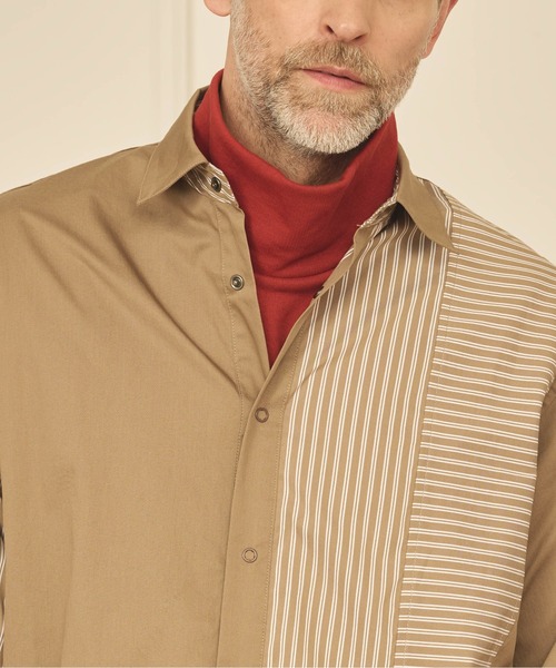 Kelen(ケレン)の「「KELEN MENS / ケレン メンズ」STRIPE BORDER CRAZY SHIRT(シャツ/ブラウス・メンズ・ブラック/ベージュ・40/38/42)」の9枚目の写真