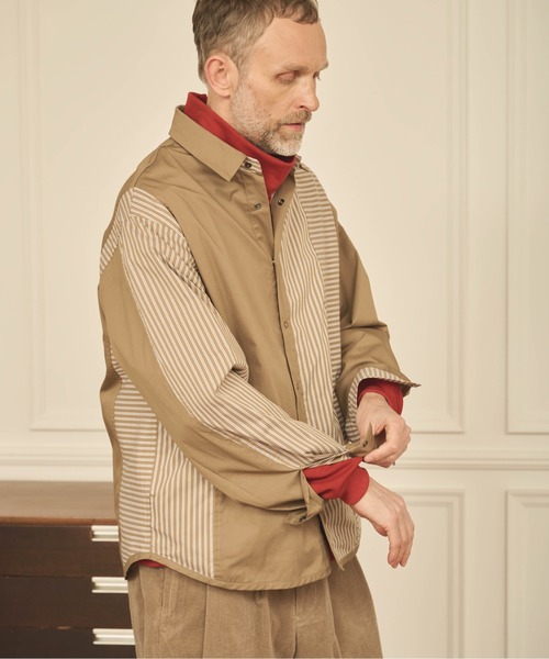 Kelen(ケレン)の「「KELEN MENS / ケレン メンズ」STRIPE BORDER CRAZY SHIRT(シャツ/ブラウス・メンズ・ブラック/ベージュ・40/38/42)」の10枚目の写真