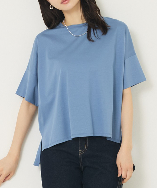 abahouse mavie（アバハウスマヴィ）の「【大人の推しT！】シルケット天竺ワイドTシャツ/半袖（Tシャツ/カットソー・レディース・ブラック/サックスブルー/ホワイト/ダークブラウン・フリー）」の4枚目の写真