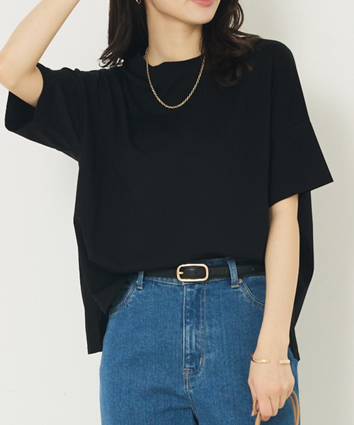 abahouse mavie（アバハウスマヴィ）の「【大人の推しT！】シルケット天竺ワイドTシャツ/半袖（Tシャツ/カットソー・レディース・ブラック/サックスブルー/ホワイト/ダークブラウン・フリー）」の2枚目の写真