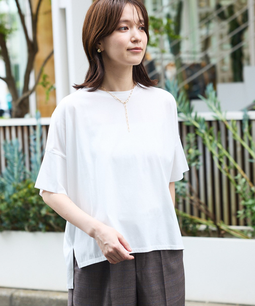 abahouse mavie（アバハウスマヴィ）の「【大人の推しT！】シルケット天竺ワイドTシャツ/半袖（Tシャツ/カットソー・レディース・ブラック/サックスブルー/ホワイト/ダークブラウン・フリー）」の6枚目の写真