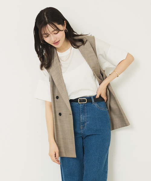 abahouse mavie（アバハウスマヴィ）の「【大人の推しT！】シルケット天竺ワイドTシャツ/半袖（Tシャツ/カットソー・レディース・ブラック/サックスブルー/ホワイト/ダークブラウン・フリー）」の8枚目の写真