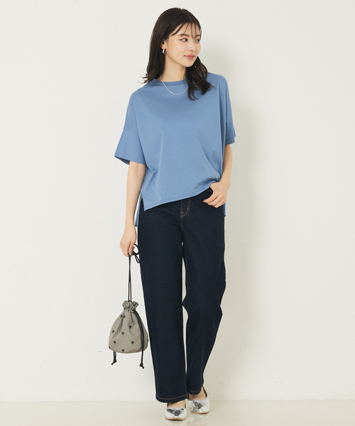 abahouse mavie（アバハウスマヴィ）の「【大人の推しT！】シルケット天竺ワイドTシャツ/半袖（Tシャツ/カットソー・レディース・ブラック/サックスブルー/ホワイト/ダークブラウン・フリー）」の11枚目の写真