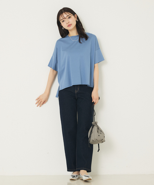 abahouse mavie（アバハウスマヴィ）の「【大人の推しT！】シルケット天竺ワイドTシャツ/半袖（Tシャツ/カットソー・レディース・ブラック/サックスブルー/ホワイト/ダークブラウン・フリー）」の12枚目の写真