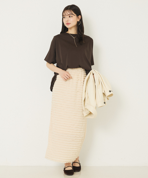 abahouse mavie（アバハウスマヴィ）の「【大人の推しT！】シルケット天竺ワイドTシャツ/半袖（Tシャツ/カットソー・レディース・ブラック/サックスブルー/ホワイト/ダークブラウン・フリー）」の15枚目の写真