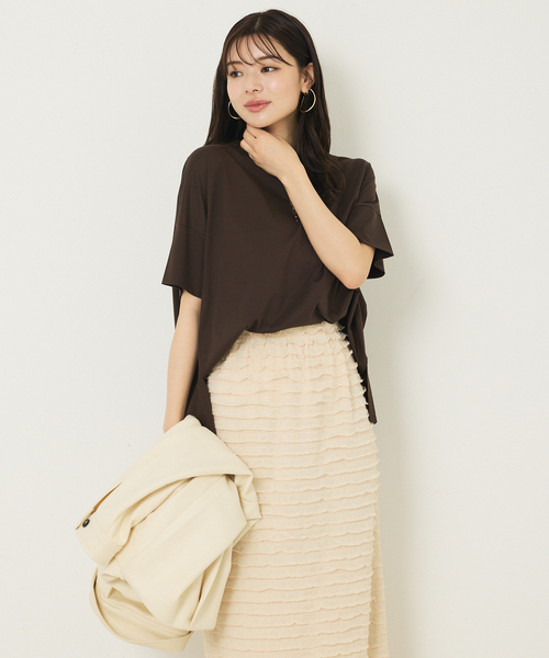 abahouse mavie（アバハウスマヴィ）の「【大人の推しT！】シルケット天竺ワイドTシャツ/半袖（Tシャツ/カットソー・レディース・ブラック/サックスブルー/ホワイト/ダークブラウン・フリー）」の17枚目の写真