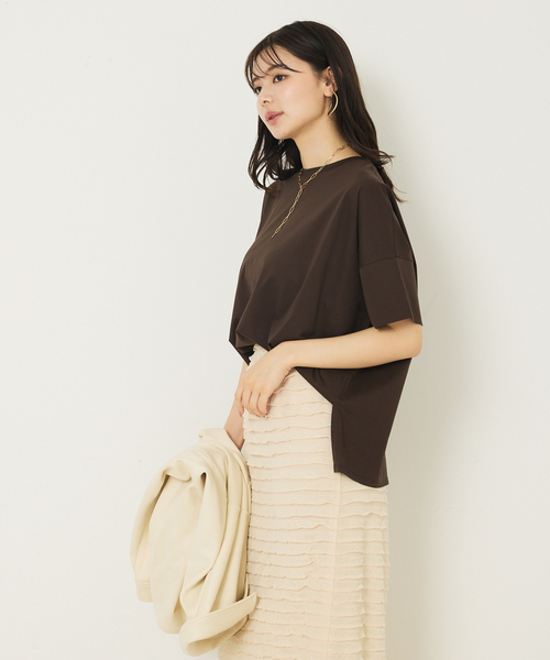 abahouse mavie（アバハウスマヴィ）の「【大人の推しT！】シルケット天竺ワイドTシャツ/半袖（Tシャツ/カットソー・レディース・ブラック/サックスブルー/ホワイト/ダークブラウン・フリー）」の18枚目の写真